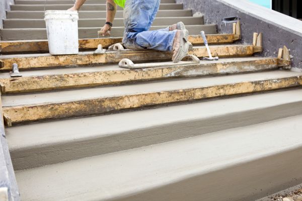 Concrete Steps Pouring in Temple