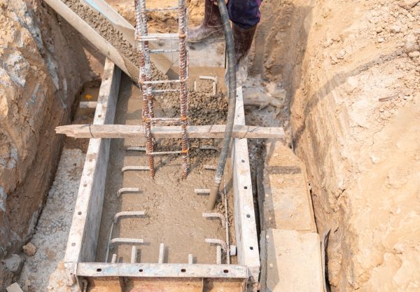 Cement Foundation Pouring in Temple