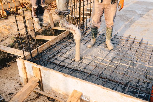 Foundation Concrete Pouring in Temple